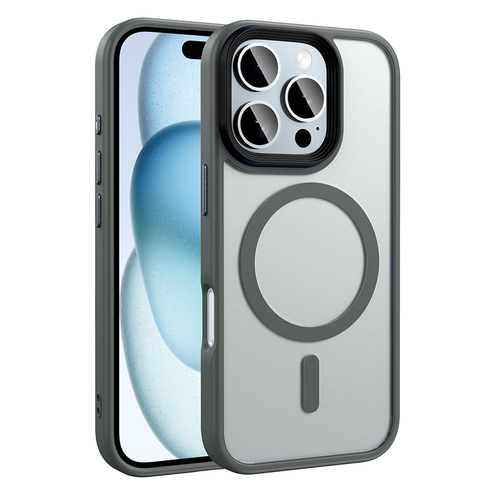 iPhone 16 Pro Kılıf Mat Arka Yüzey Wireless Şarj Özellikli Zore Flet M-safe Kılıf