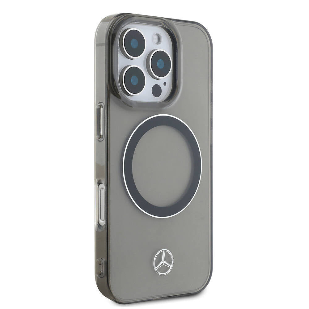 iPhone 16 Pro Kılıf Mercedes Benz OrijinalLisanslı M-safe Şarj Özellikli Saydam Yüzey Silver Ring Kılıf
