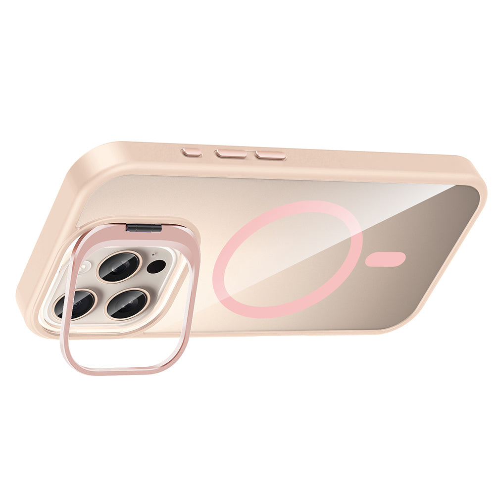 iPhone 16 Pro Kılıf Standlı ve Kamera Lens Hediyeli M-Safe Şarj Özellikli Zore Etro Kılıf