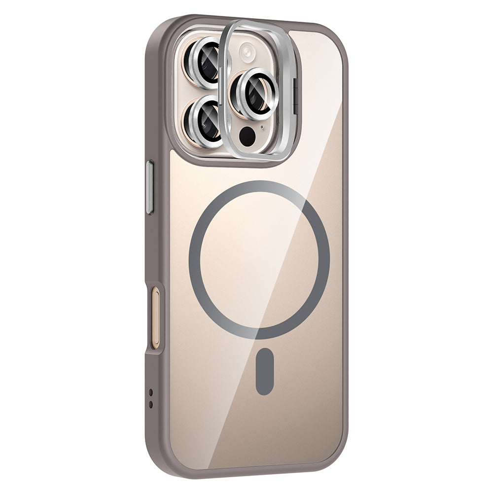 iPhone 16 Pro Kılıf Standlı ve Kamera Lens Hediyeli M-Safe Şarj Özellikli Zore Etro Kılıf