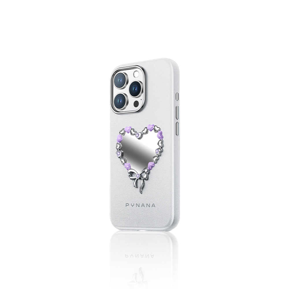iPhone 16 Pro Kılıf Taşlı Kalp Tasarımlı Pynana Mirror Serisi Kılıf