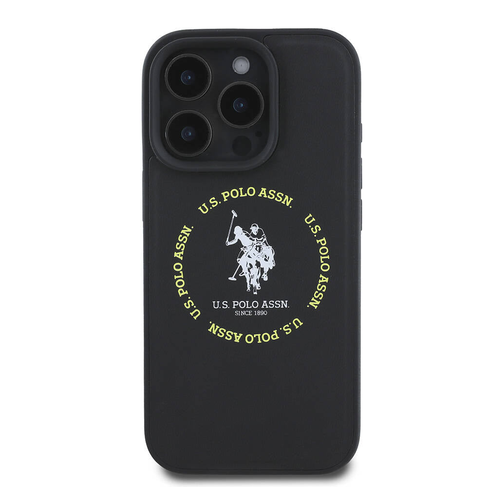 iPhone 16 Pro Kılıf U.S. Polo Assn. Orijinal Lisanslı M-safe Şarj Özellikli Circle ve Double Horse Logolu Deri Kılıf
