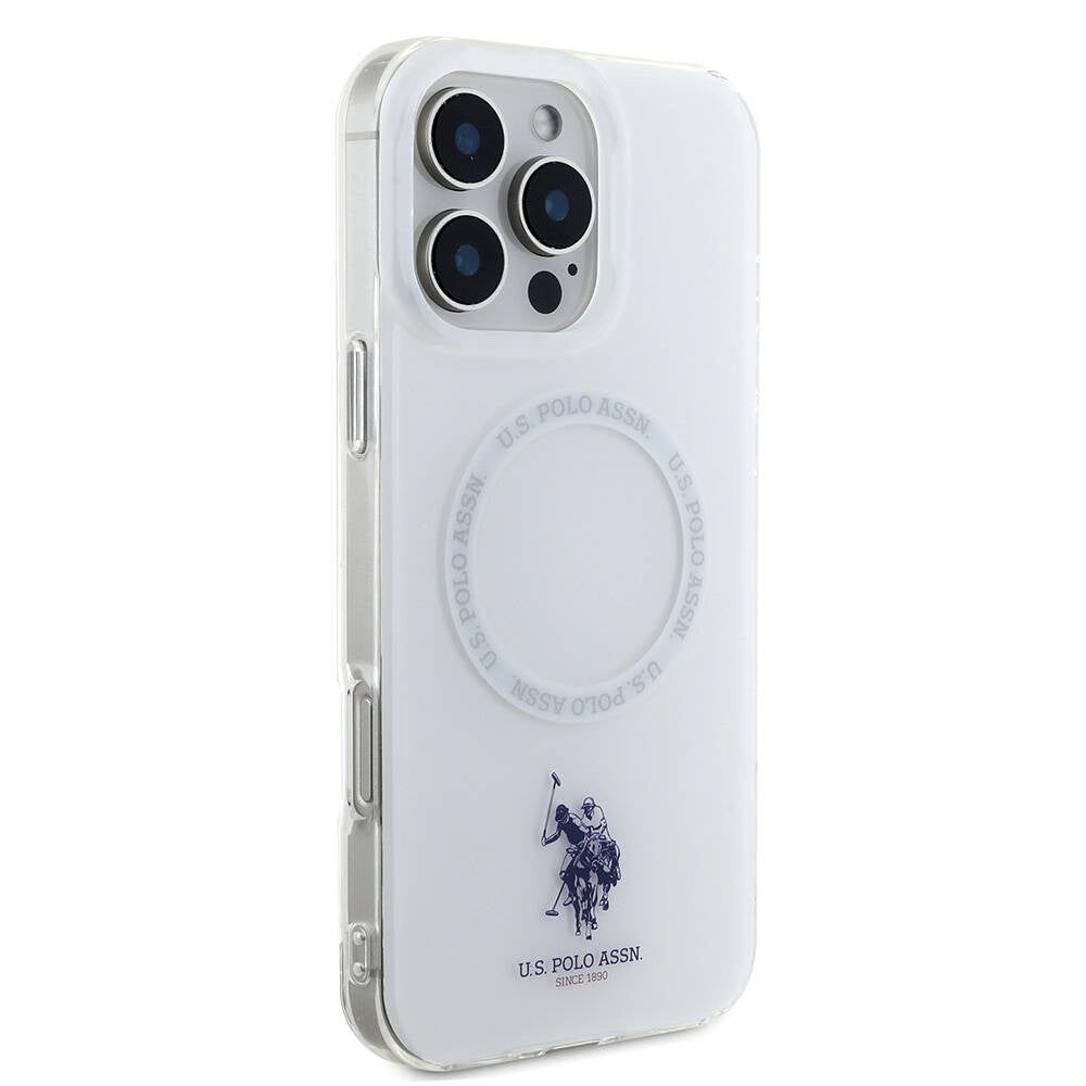 iPhone 16 Pro Kılıf U.S. Polo Assn. Orijinal Lisanslı M-safe Şarj Özellikli IML Double Horse Logolu Ring Kılıf