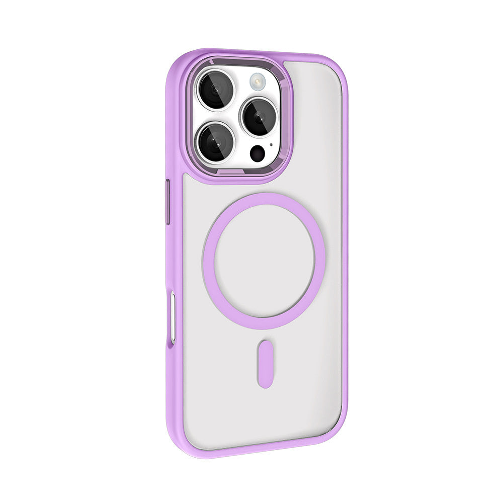 iPhone 16 Pro Kılıf Wireless Şarj Özellikli Zore Krom M-safe Silikon Kılıf