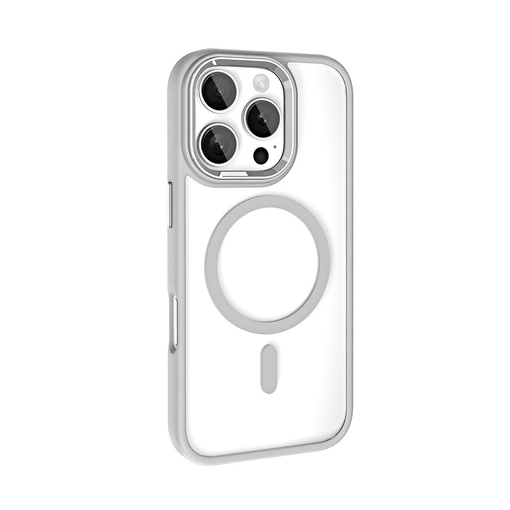 iPhone 16 Pro Kılıf Wireless Şarj Özellikli Zore Krom M-safe Silikon Kılıf
