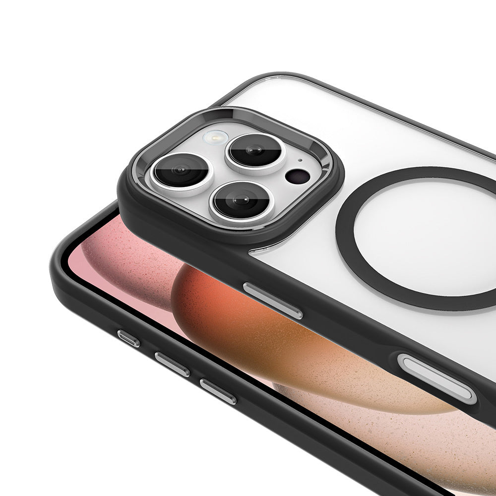 iPhone 16 Pro Kılıf Wireless Şarj Özellikli Zore Krom M-safe Silikon Kılıf