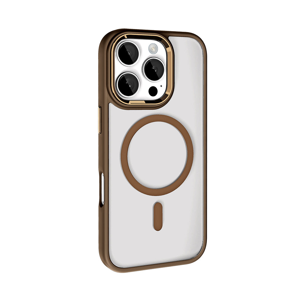 iPhone 16 Pro Kılıf Wireless Şarj Özellikli Zore Krom M-safe Silikon Kılıf