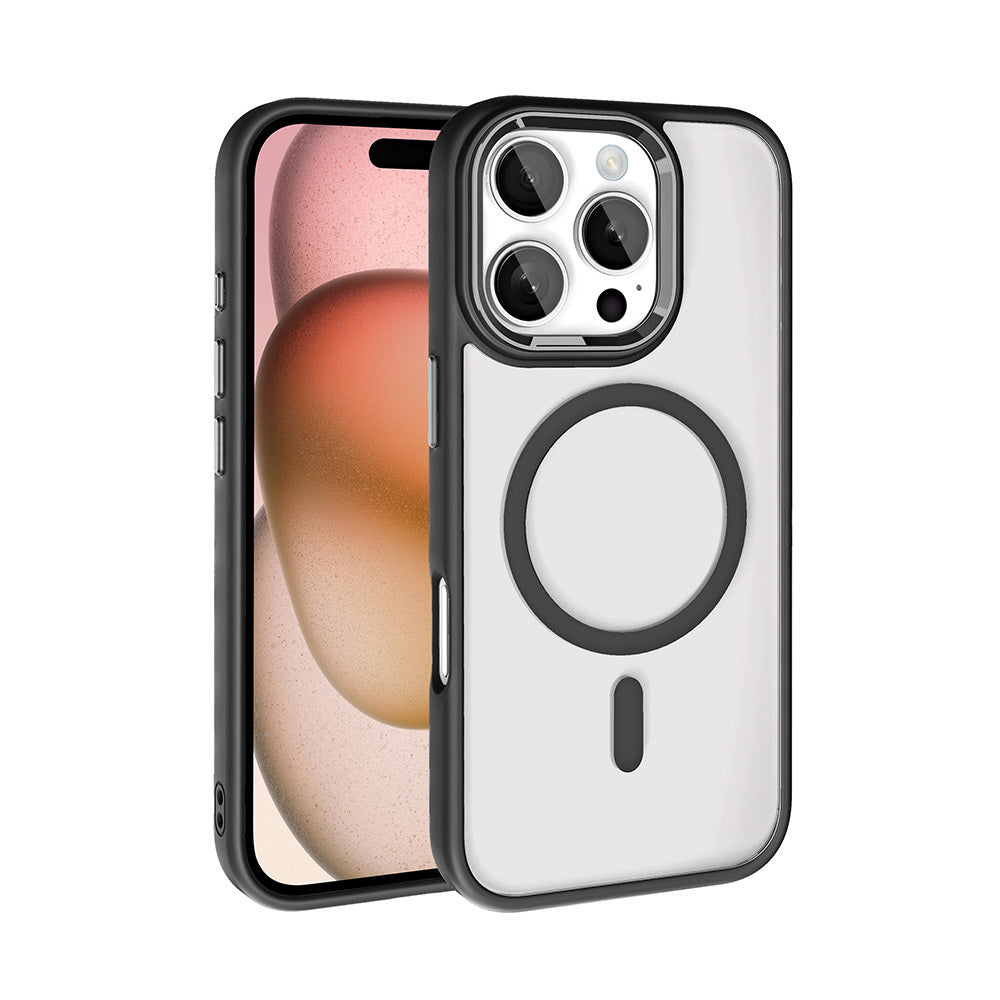 iPhone 16 Pro Kılıf Wireless Şarj Özellikli Zore Krom M-safe Silikon Kılıf