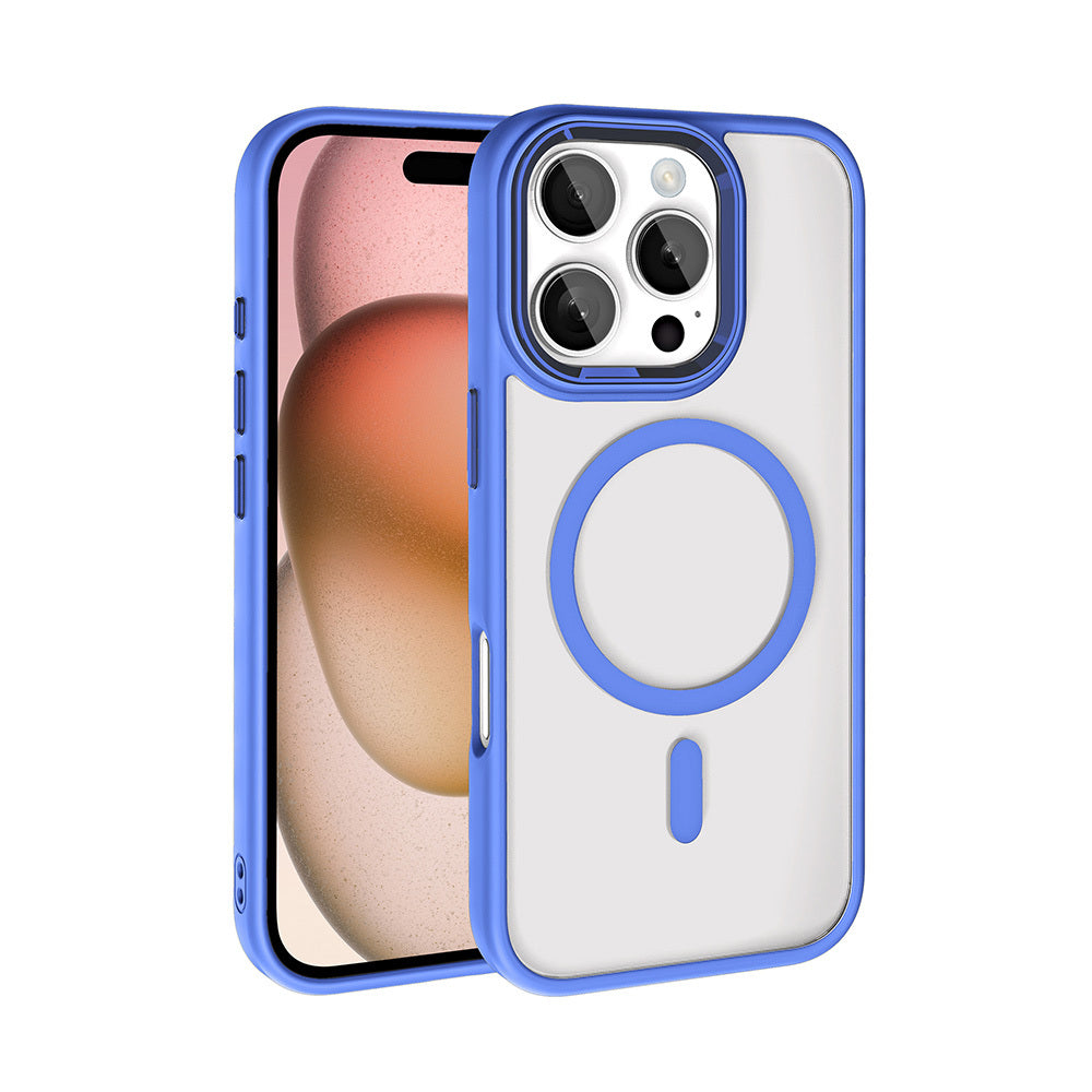 iPhone 16 Pro Kılıf Wireless Şarj Özellikli Zore Krom M-safe Silikon Kılıf