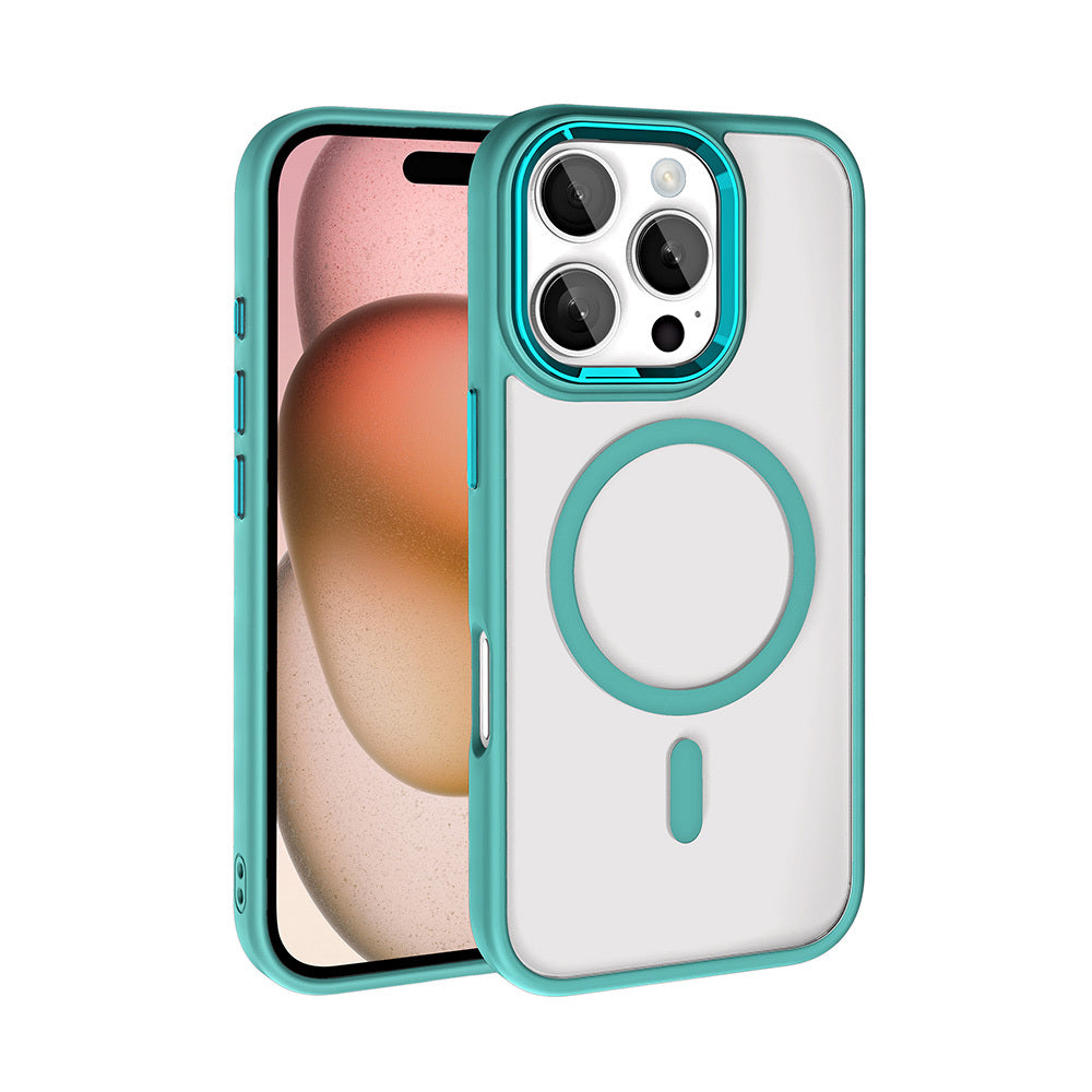 iPhone 16 Pro Kılıf Wireless Şarj Özellikli Zore Krom M-safe Silikon Kılıf