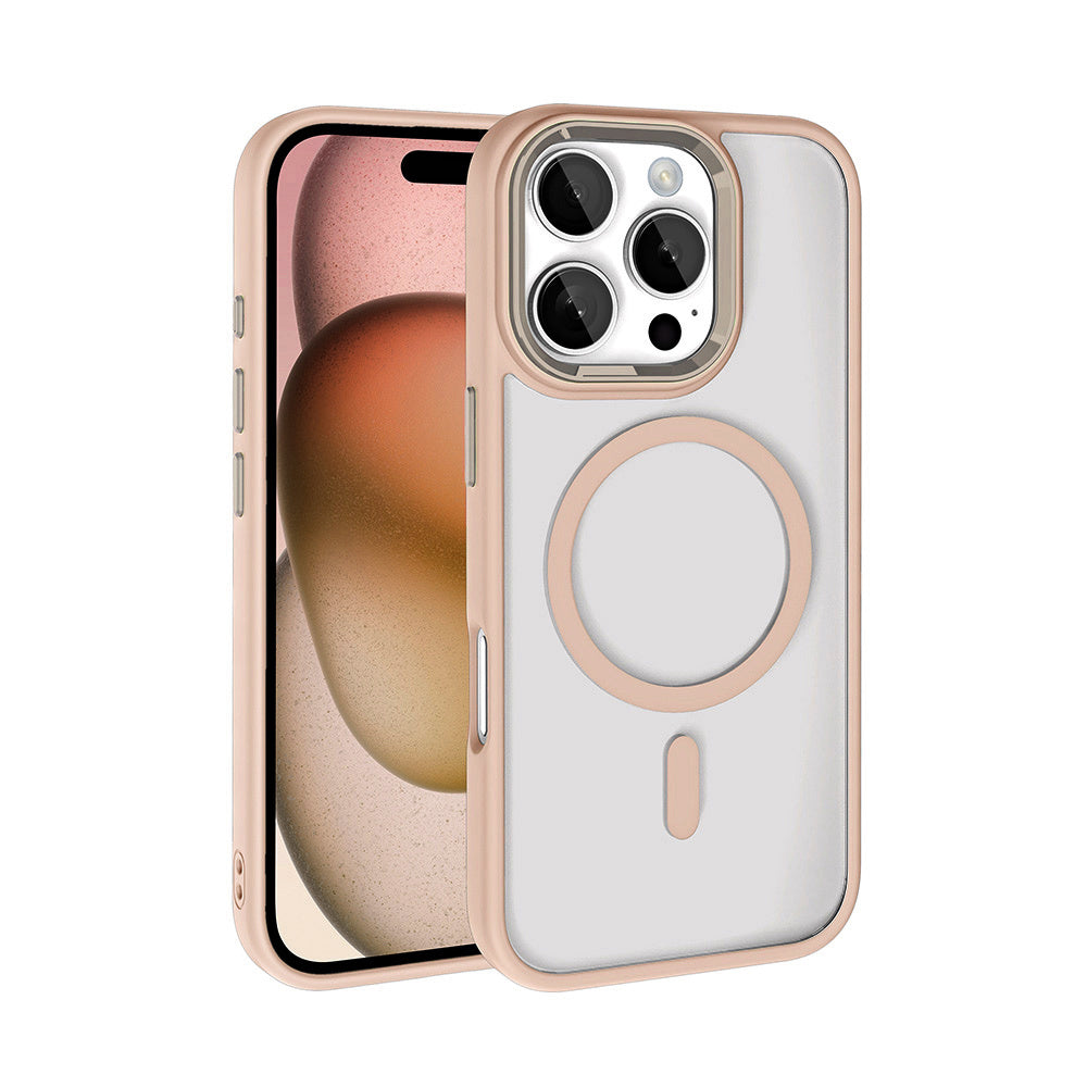 iPhone 16 Pro Kılıf Wireless Şarj Özellikli Zore Krom M-safe Silikon Kılıf