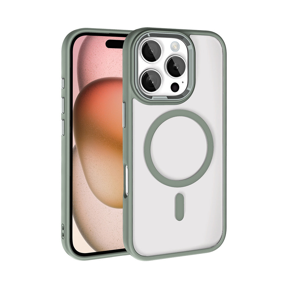 iPhone 16 Pro Kılıf Wireless Şarj Özellikli Zore Krom M-safe Silikon Kılıf