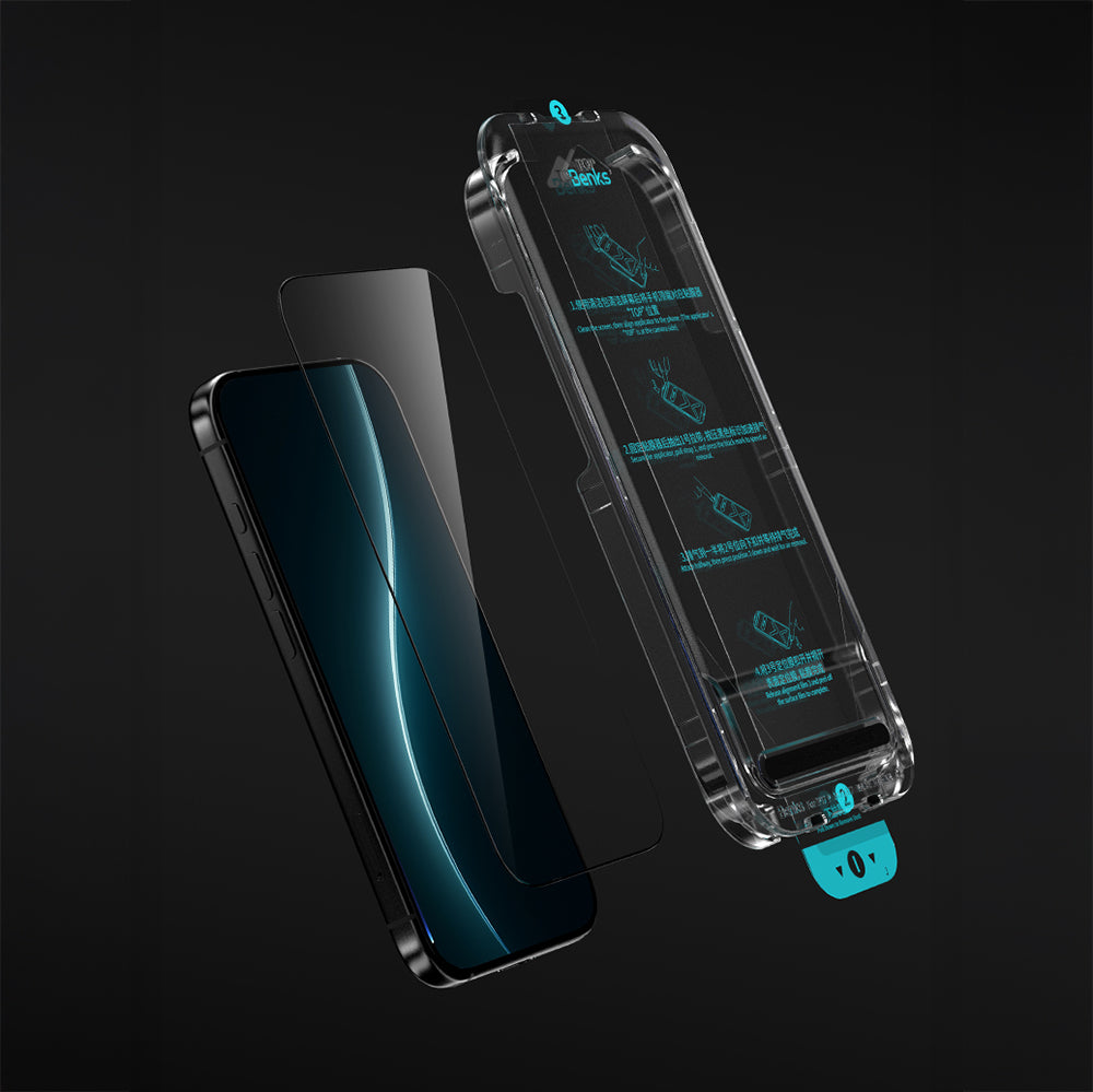 iPhone 16 Pro Max Benks Glass Warrior HD 0.3mm Ultra İnce 0.9mm Kenarları Güçlendirilmiş Cam Ekran Koruyucu + Kolay Uygulama Aparatlı