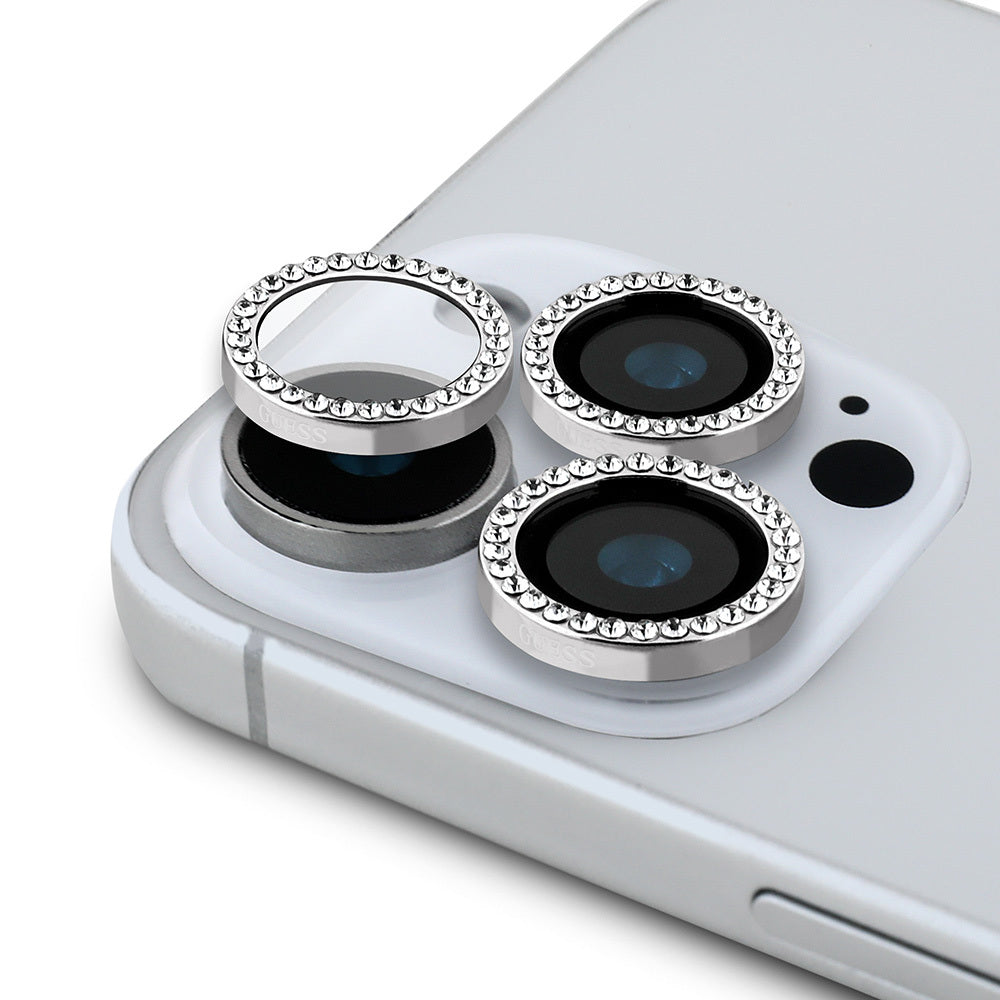iPhone 16 Pro Max Guess Orijinal Lisanslı Rhinestone Taşlı Lens Koruyucu