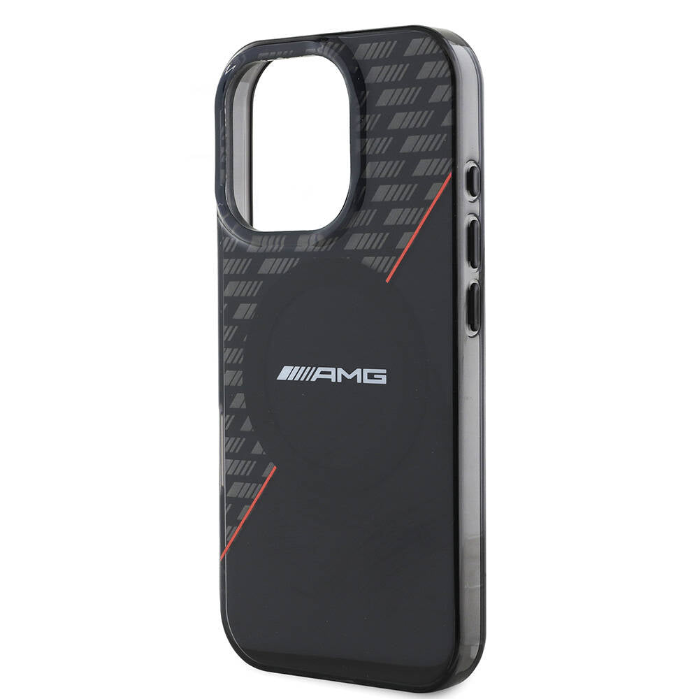 iPhone 16 Pro Max Kılıf AMG Orijinal Lisanslı M-safe Şarj Özellikli Çift Katmanlı Kırmızı Çapraz Çizgili Kılıf
