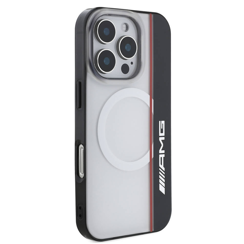 iPhone 16 Pro Max Kılıf AMG Orijinal Lisanslı M-safe Şarj Özellikli IML Baskı Logolu Çift Katmanlı Bow Lines Kılıf