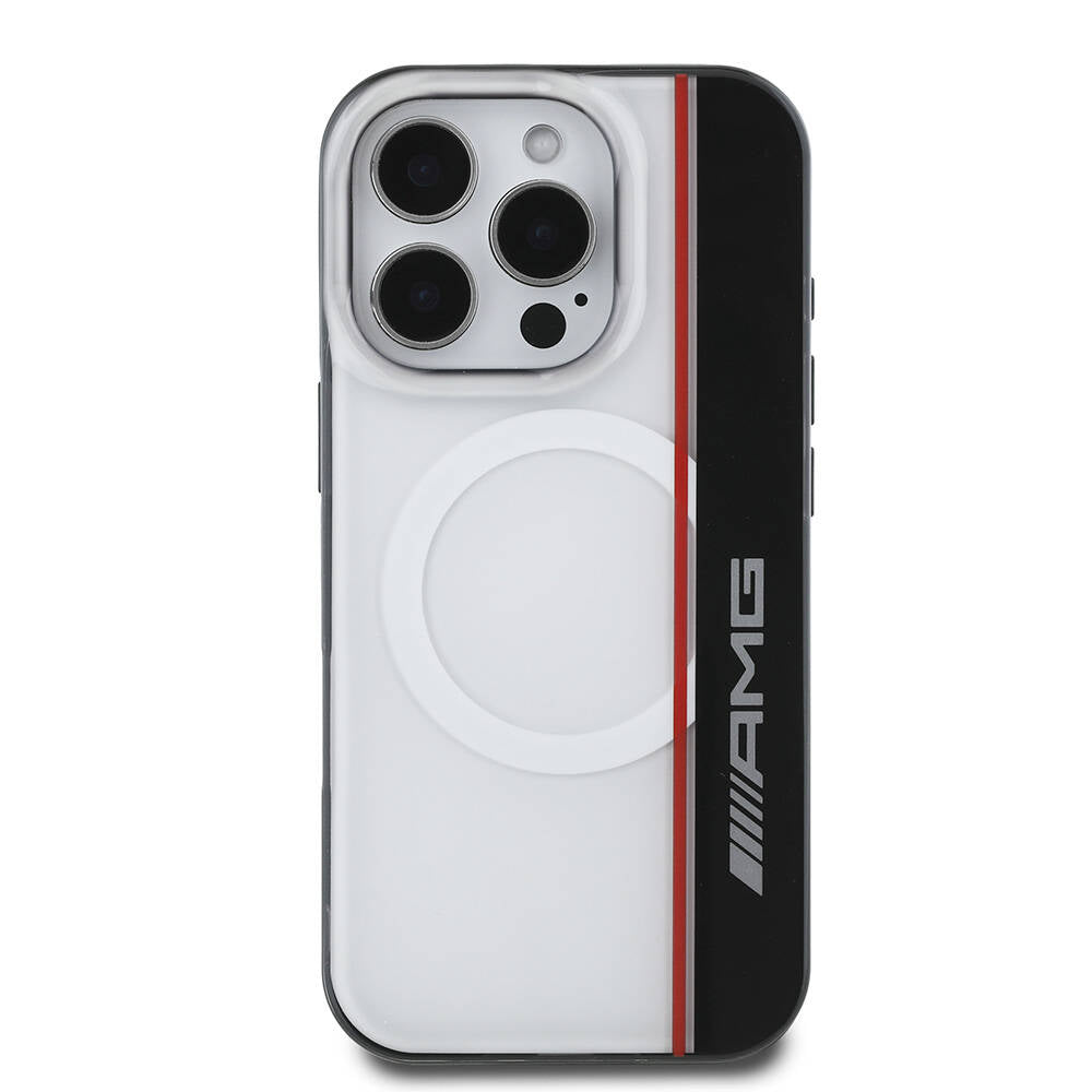 iPhone 16 Pro Max Kılıf AMG Orijinal Lisanslı M-safe Şarj Özellikli IML Baskı Logolu Çift Katmanlı Bow Lines Kılıf