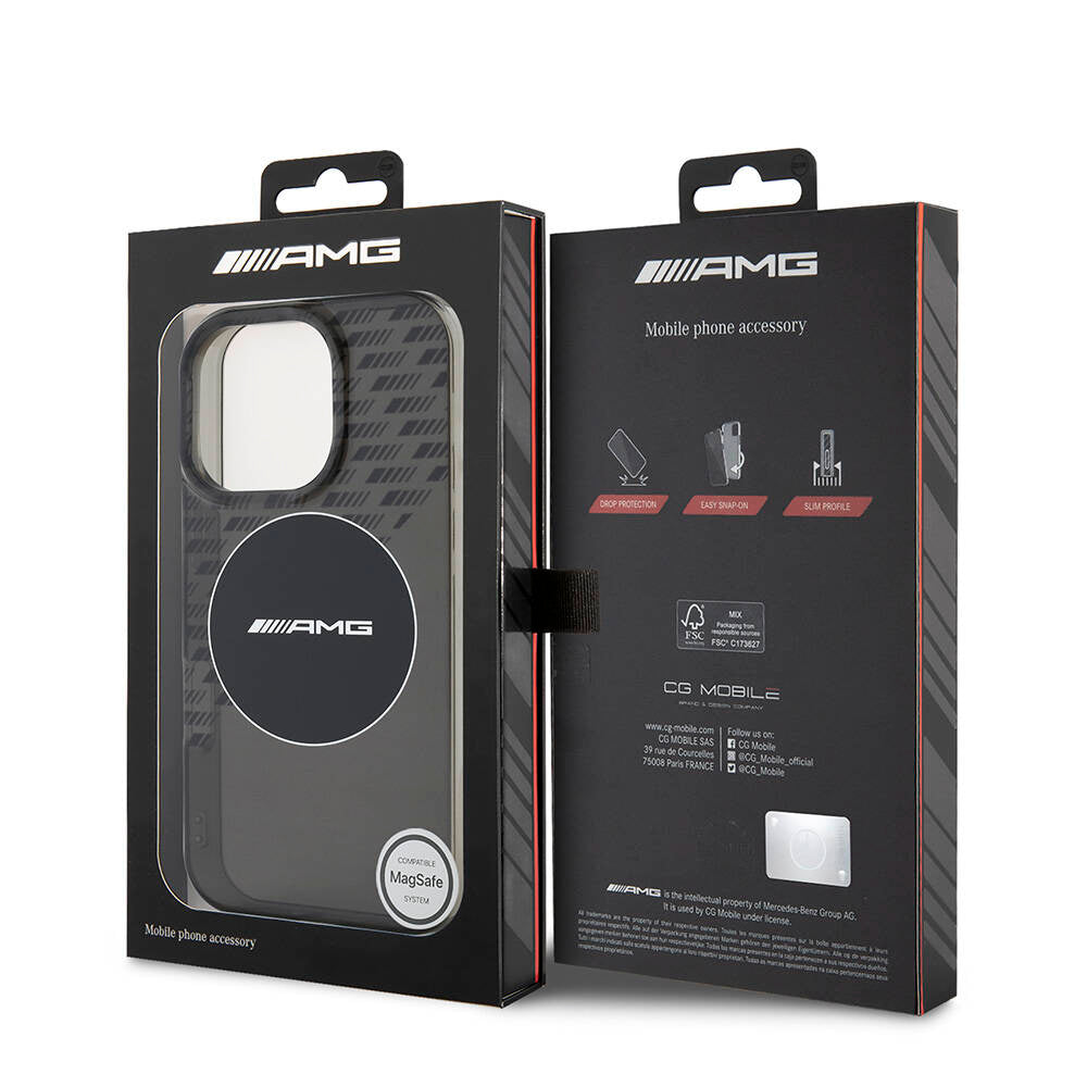 iPhone 16 Pro Max Kılıf AMG Orijinal Lisanslı M-safe Şarj Özellikli IML Baskı Logolu Smoked Kılıf