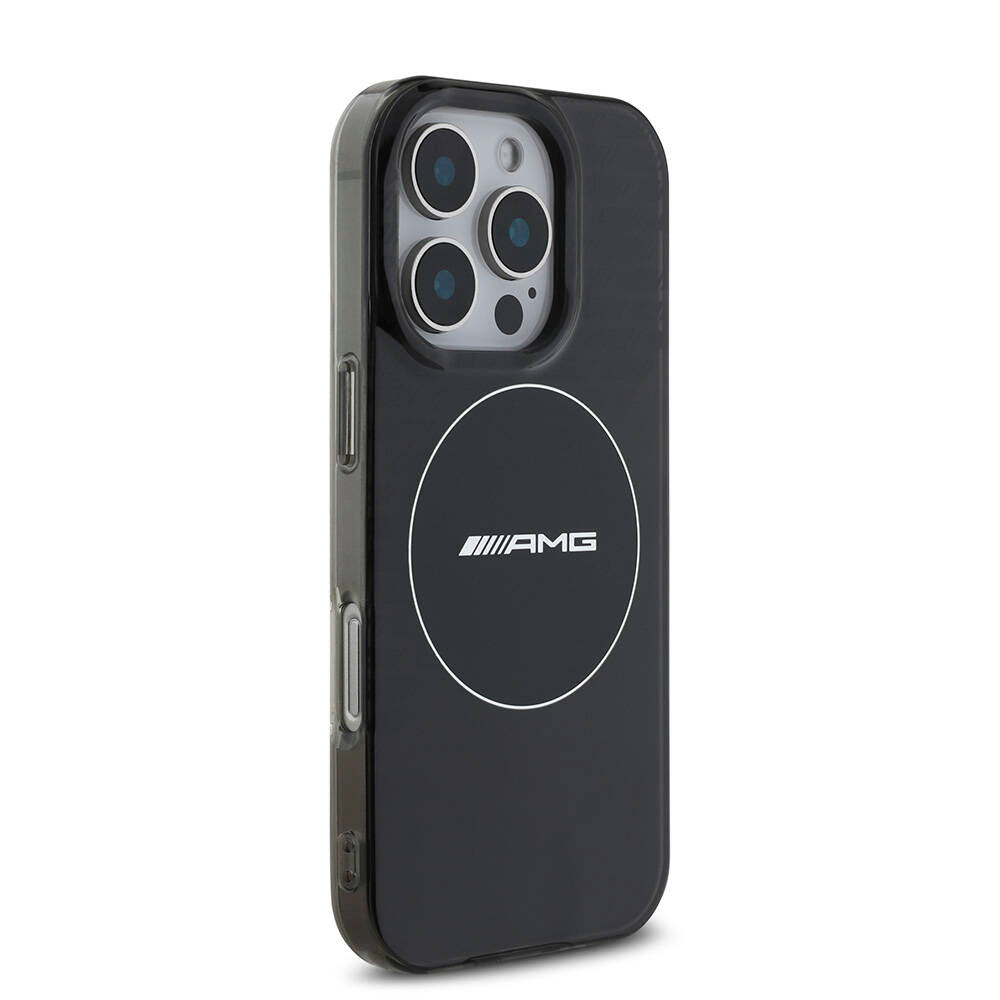 iPhone 16 Pro Max Kılıf AMG Orijinal Lisanslı M-safe Şarj Özellikli IML Baskı Logolu Smoked Kılıf