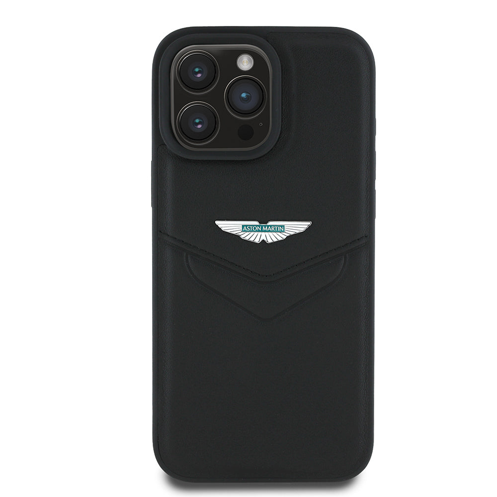 iPhone 16 Pro Max Kılıf Aston Martin Orijinal Lisanslı Victory Dizayn PU Deri Metal Logolu Kılıf
