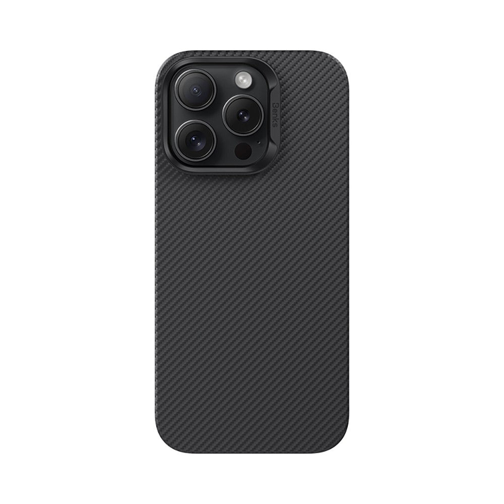 iPhone 16 Pro Max Kılıf Benks M-safe Şarj Özellikli Metal Kamera Çerçeveli Magnetik ArmorAir 600D Kevlar Karbon Fiber Kılıf