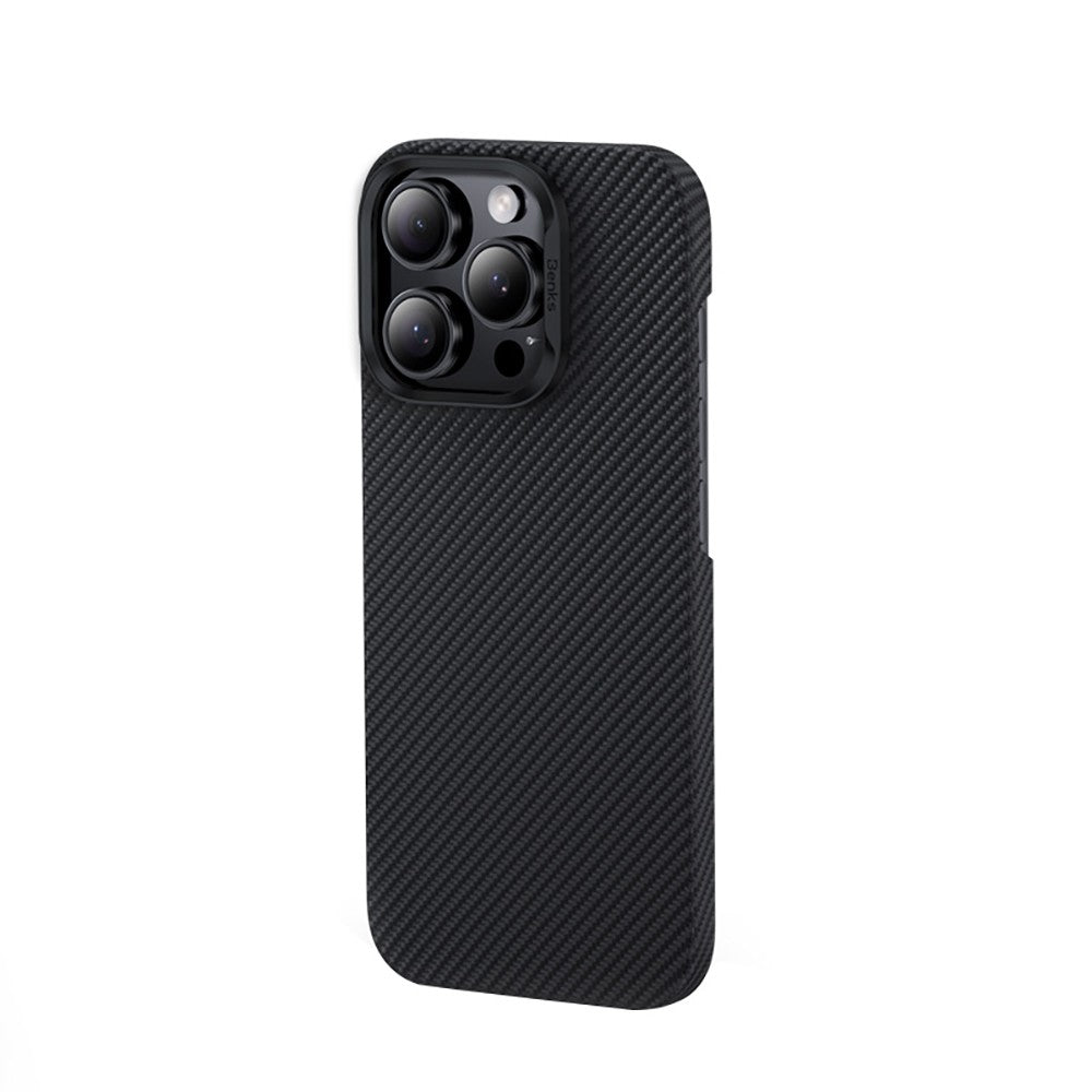 iPhone 16 Pro Max Kılıf Benks M-safe Şarj Özellikli Metal Kamera Çerçeveli Magnetik ArmorAir 600D Kevlar Karbon Fiber Kılıf