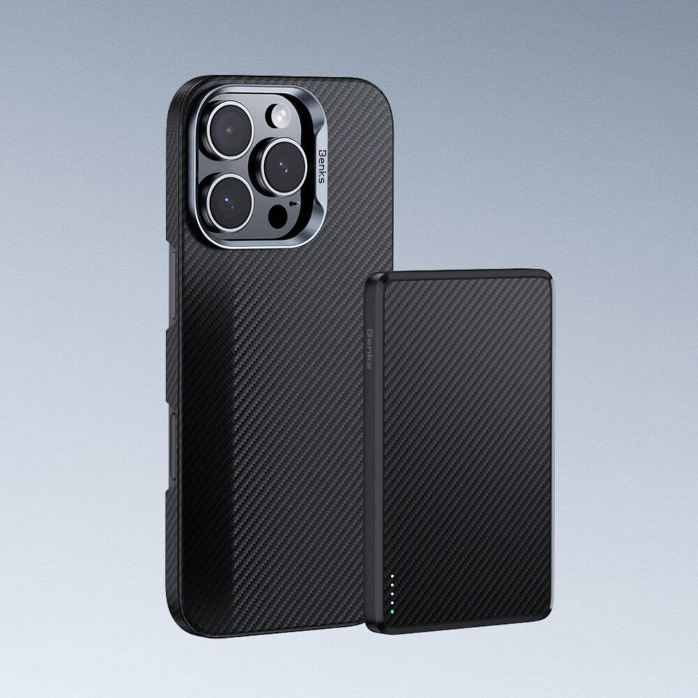 iPhone 16 Pro Max Kılıf Benks M-safe Şarj Özellikli Magnetik ArmorAir 600D Kevlar Karbon Fiber Kılıf