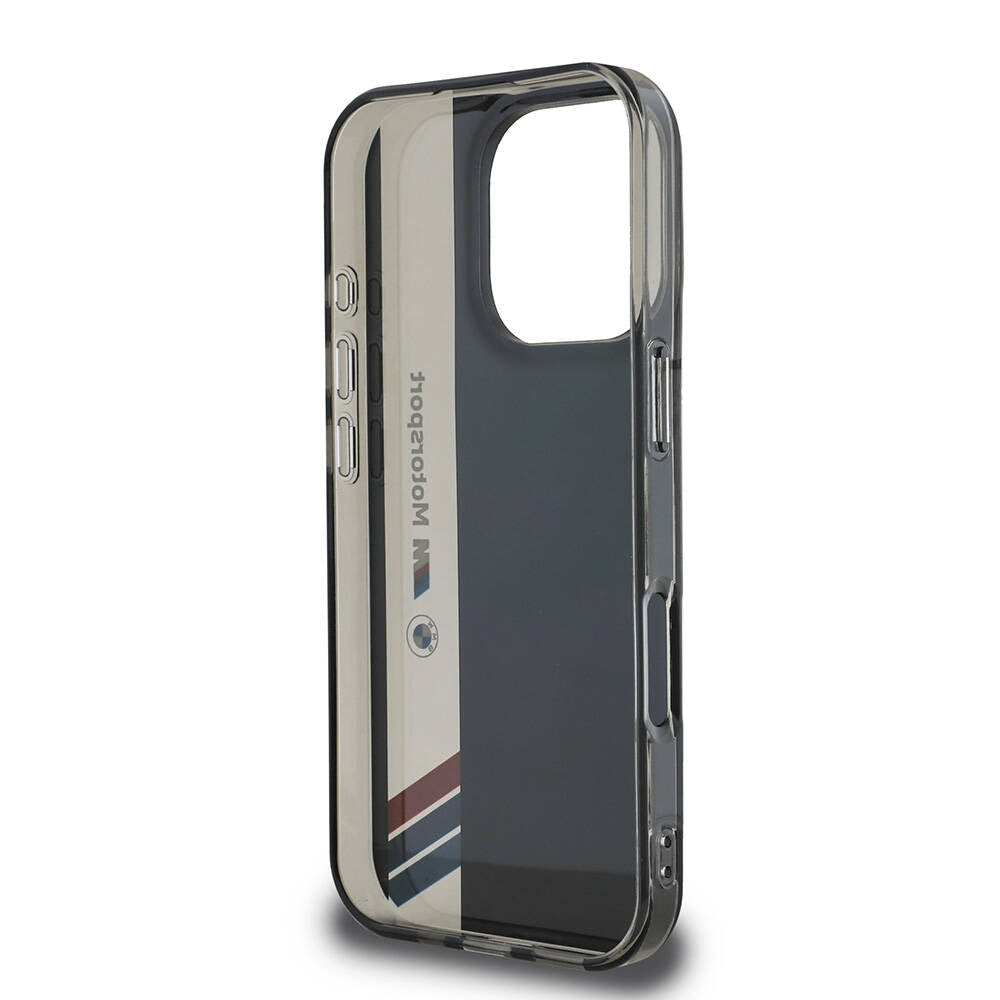 iPhone 16 Pro Max Kılıf BMW Orijinal Lisanslı M Logolu Üç Renk Çizgili Motorsport Vertical Stripe Kılıf