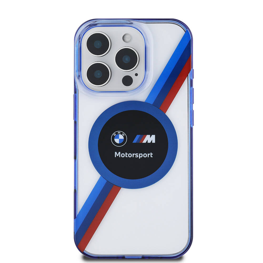 iPhone 16 Pro Max Kılıf BMW Orijinal Lisanslı M-safe Şarj Özellikli M Logolu Üç Renk Çizgili Motorsport Circle Kılıf