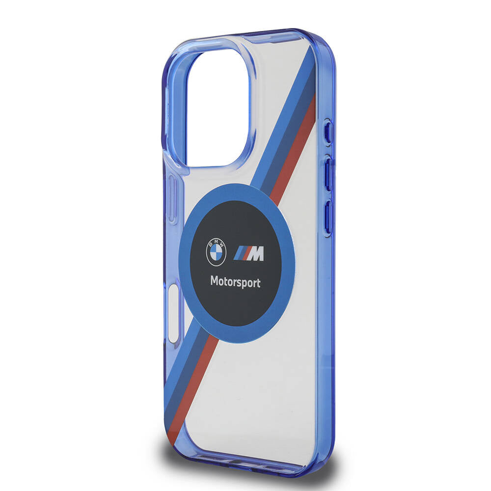 iPhone 16 Pro Max Kılıf BMW Orijinal Lisanslı M-safe Şarj Özellikli M Logolu Üç Renk Çizgili Motorsport Circle Kılıf