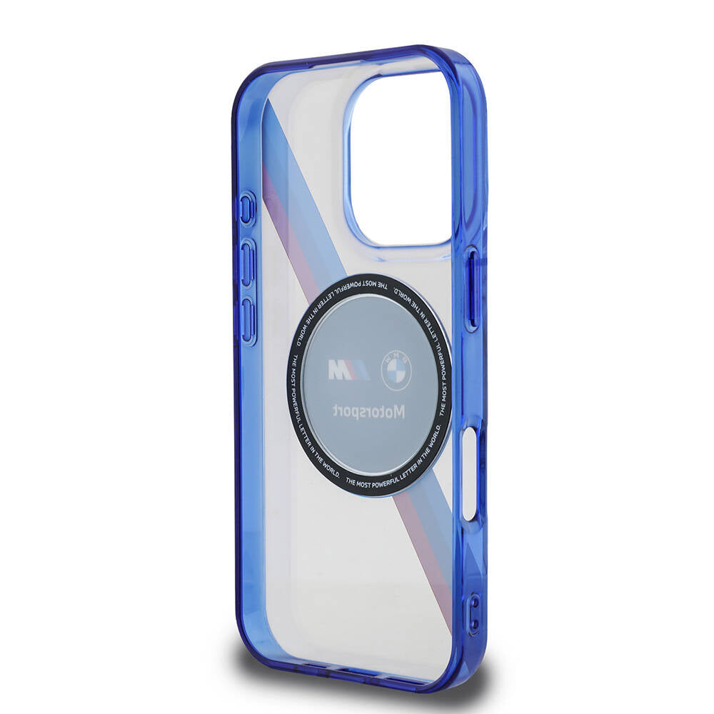 iPhone 16 Pro Max Kılıf BMW Orijinal Lisanslı M-safe Şarj Özellikli M Logolu Üç Renk Çizgili Motorsport Circle Kılıf