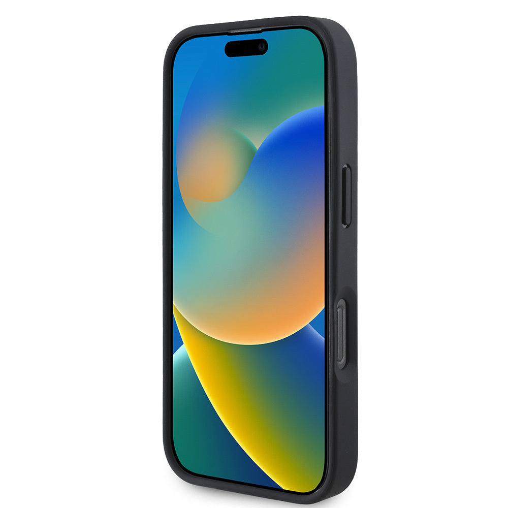 iPhone 16 Pro Max Kılıf BMW Orijinal Lisanslı M-safe Şarj Özellikli Metal Logolu Dokulu Diamond Deri Kılıf