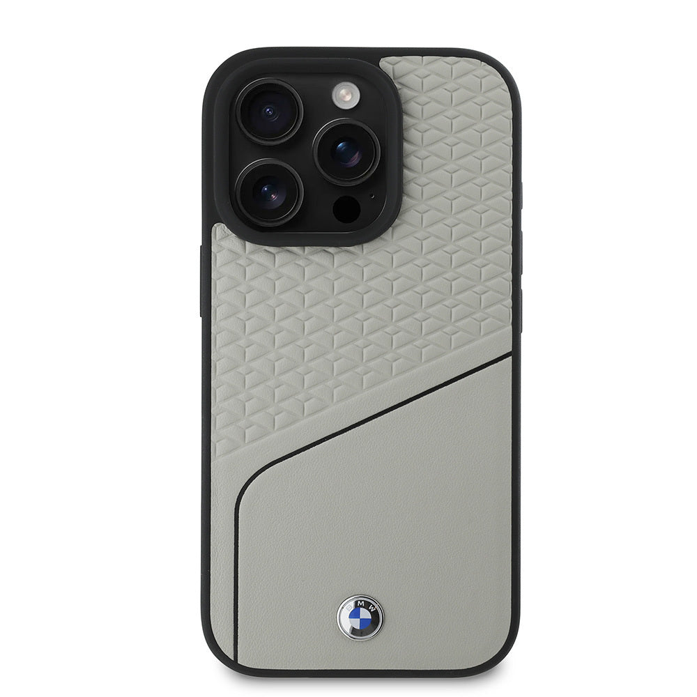 iPhone 16 Pro Max Kılıf BMW Orijinal Lisanslı M-safe Şarj Özellikli Metal Logolu Dokulu ve Çizgili Deri Kılıf