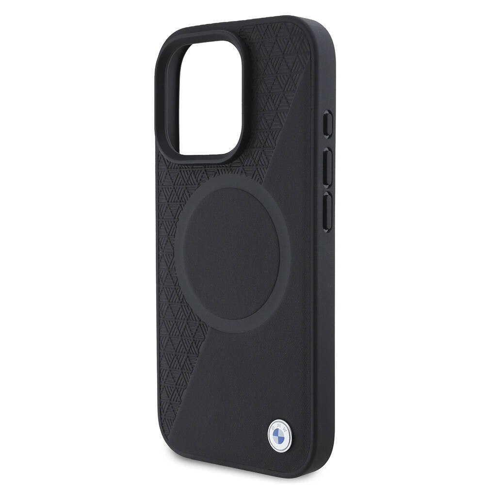 iPhone 16 Pro Max Kılıf BMW Orijinal Lisanslı M-safe Şarj Özellikli Metal Logolu Yarım Dokulu Circle Deri Kılıf