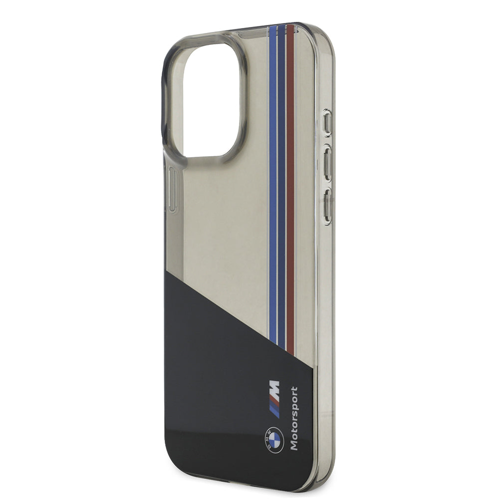 iPhone 16 Pro Max Kılıf BMW Orijinal Lisanslı Yarı Transparan M Dizayn Çizgili Kılıf