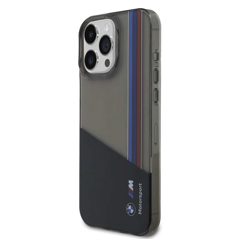 iPhone 16 Pro Max Kılıf BMW Orijinal Lisanslı Yarı Transparan M Dizayn Çizgili Kılıf