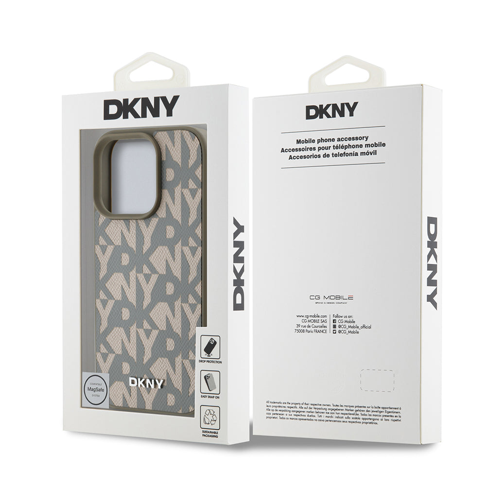 iPhone 16 Pro Max Kılıf DKNY Orijinal Lisanslı M-safe Şarj Özellikli 3D Yazılı Grid Pattern Kılıf