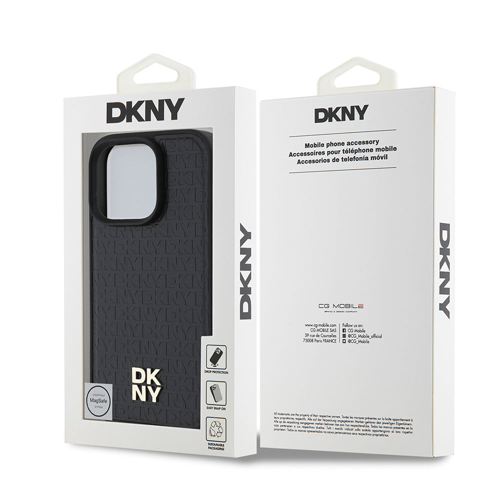iPhone 16 Pro Max Kılıf DKNY Orijinal Lisanslı M-safe Şarj Özellikli 3D Yazılı Repeat Pattern Kılıf