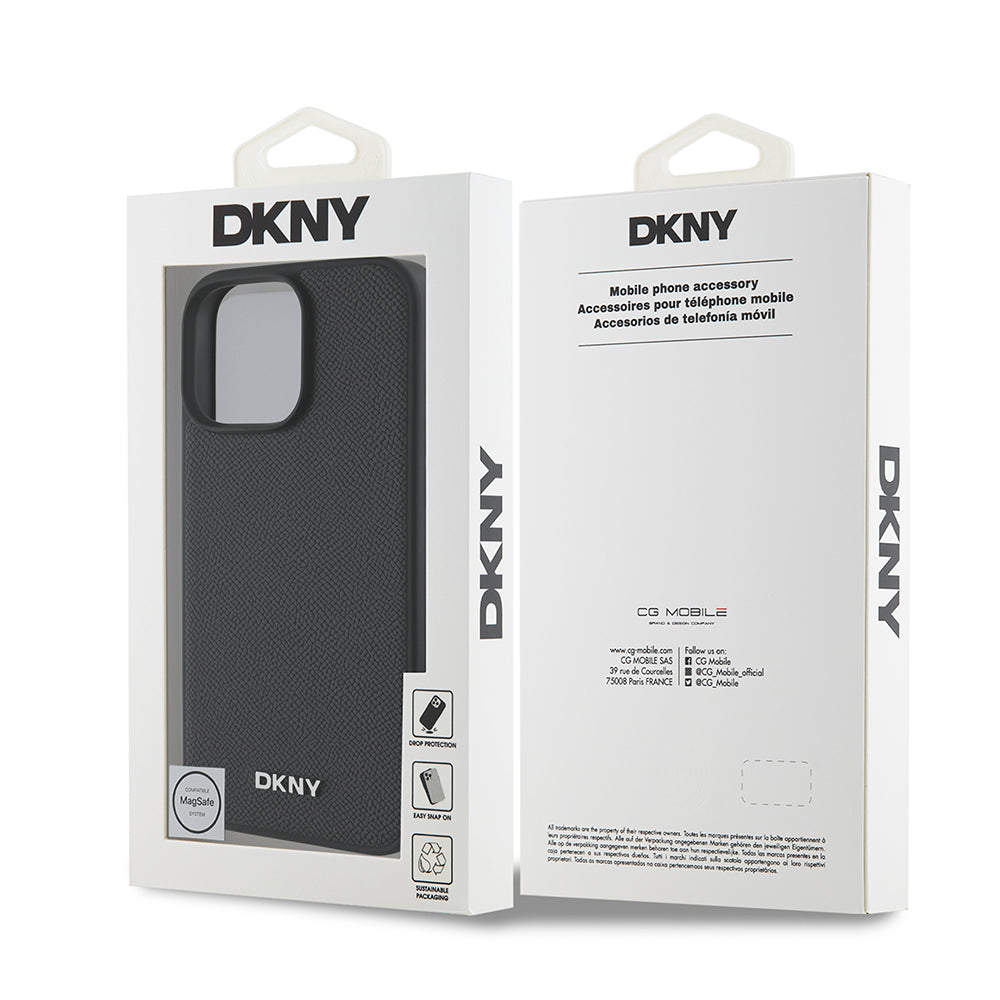 iPhone 16 Pro Max Kılıf DKNY Orijinal Lisanslı M-safe Şarj Özellikli Metal Logolu PU Deri Grained Kılıf