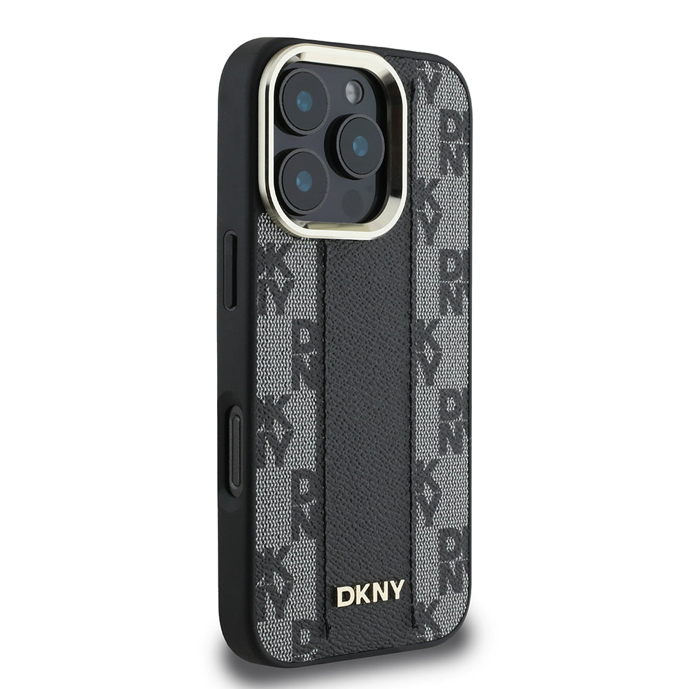 iPhone 16 Pro Max Kılıf DKNY Orjinal Lisanslı M-safe Şarj Özellikli 3D Yazılı Checkered Pattern Kılıf
