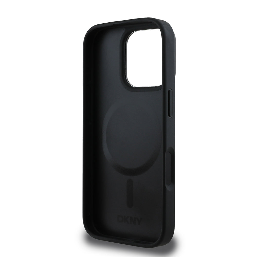 iPhone 16 Pro Max Kılıf DKNY Orjinal Lisanslı M-safe Şarj Özellikli Metal Logolu PU Deri Plain Kılıf