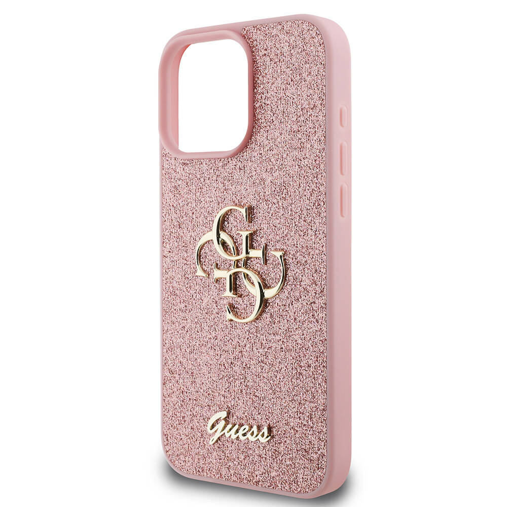 iPhone 16 Pro Max Kılıf Guess Orijinal Lisanslı 4G Büyük Metal Logolu Glitter Kılıf