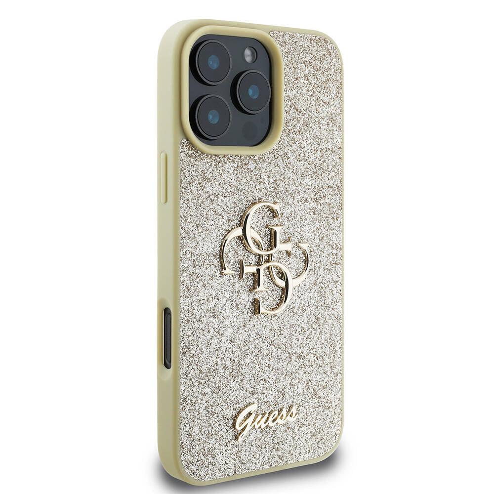 iPhone 16 Pro Max Kılıf Guess Orijinal Lisanslı 4G Büyük Metal Logolu Glitter Kılıf