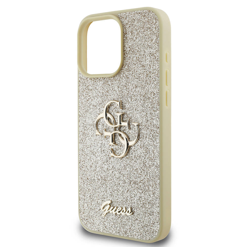 iPhone 16 Pro Max Kılıf Guess Orijinal Lisanslı 4G Büyük Metal Logolu Glitter Kılıf