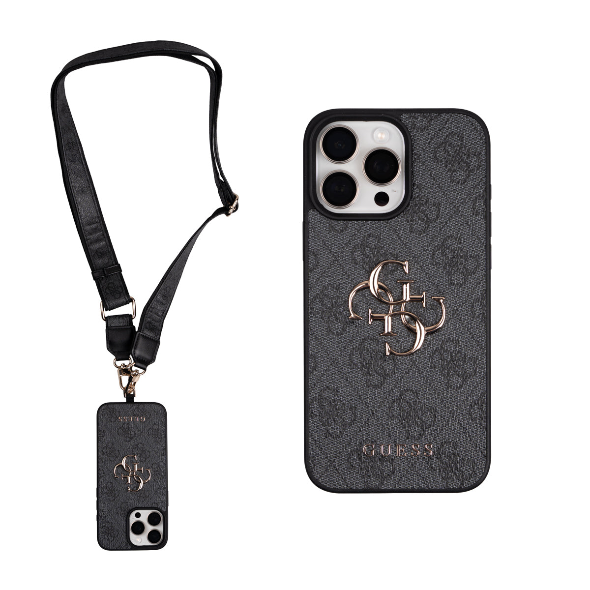 iPhone 16 Pro Max Kılıf Guess Orijinal Lisanslı 4G Büyük Metal Logolu Kalın Askılı Kılıf
