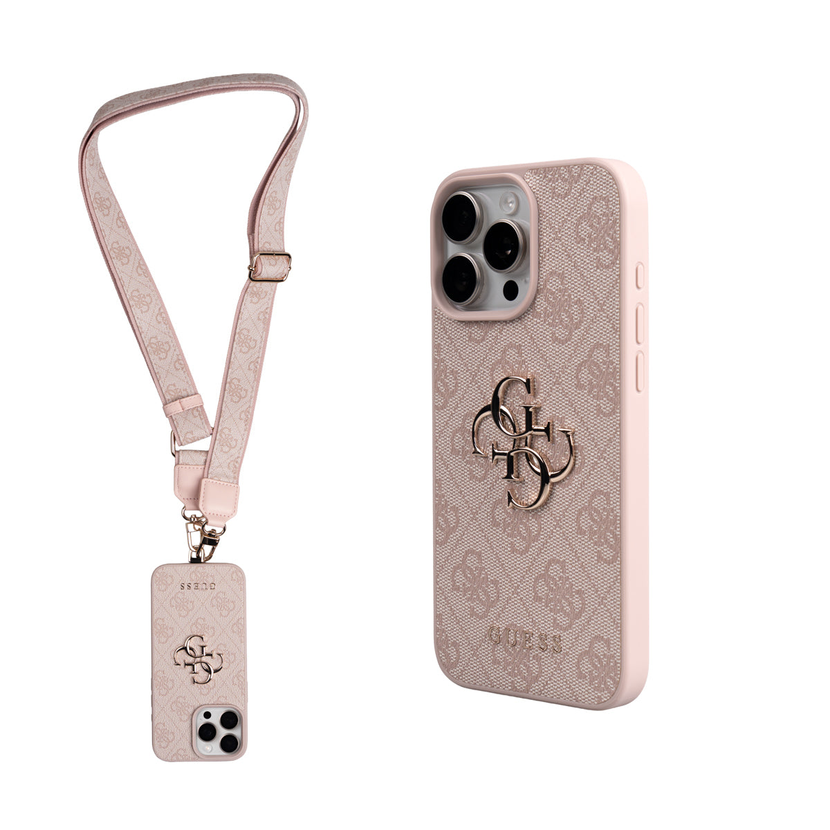 iPhone 16 Pro Max Kılıf Guess Orijinal Lisanslı 4G Büyük Metal Logolu Kalın Askılı Kılıf