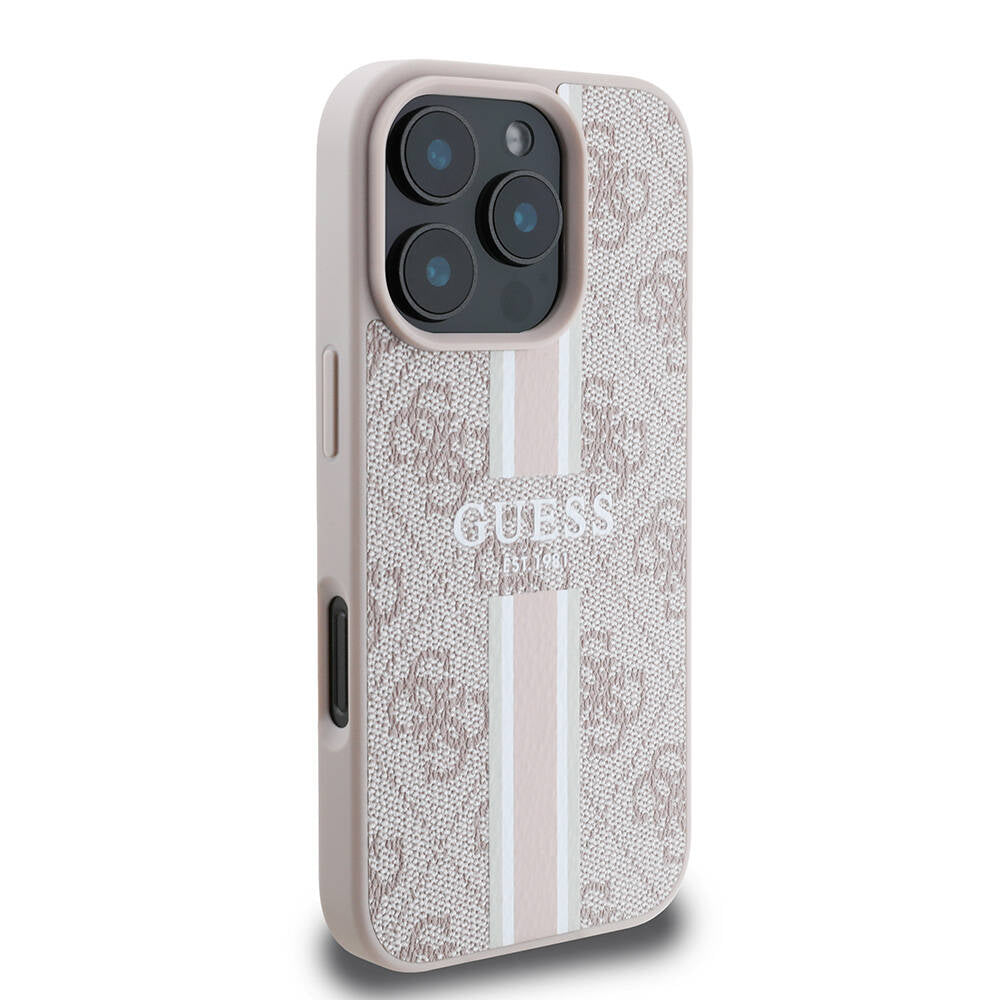 iPhone 16 Pro Max Kılıf Guess Orijinal Lisanslı M-safe Şarj Özellikli 4G Şerit Tasarımlı Printed Kılıf