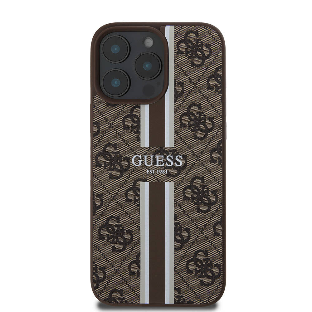 iPhone 16 Pro Max Kılıf Guess Orijinal Lisanslı M-safe Şarj Özellikli 4G Şerit Tasarımlı Printed Kılıf