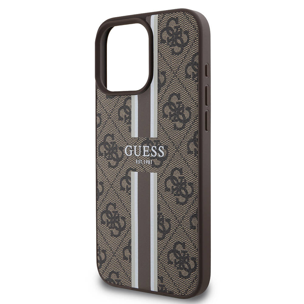 iPhone 16 Pro Max Kılıf Guess Orijinal Lisanslı M-safe Şarj Özellikli 4G Şerit Tasarımlı Printed Kılıf