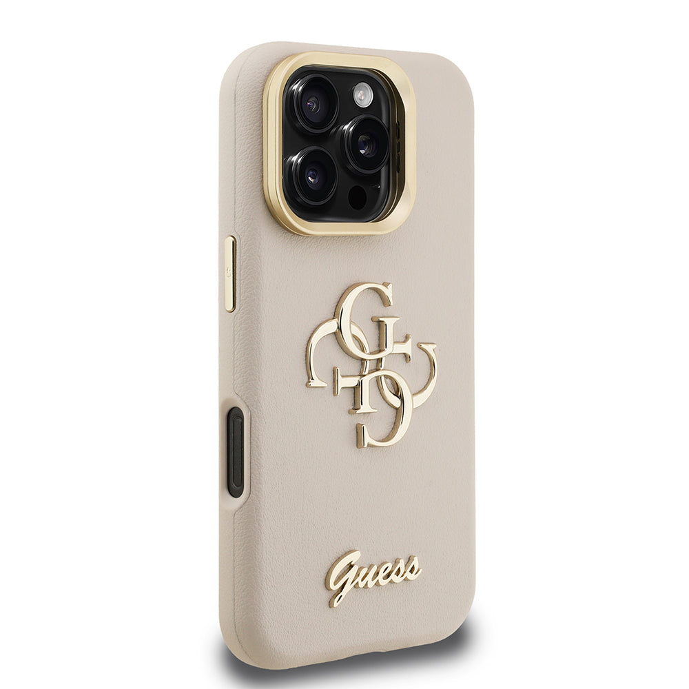 iPhone 16 Pro Max Kılıf Guess Orijinal Lisanslı Grained Yazı Logolu Kamera Standlı Kılıf